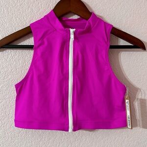 SKIMS Sporty Zipper Swim Mock Neck Top